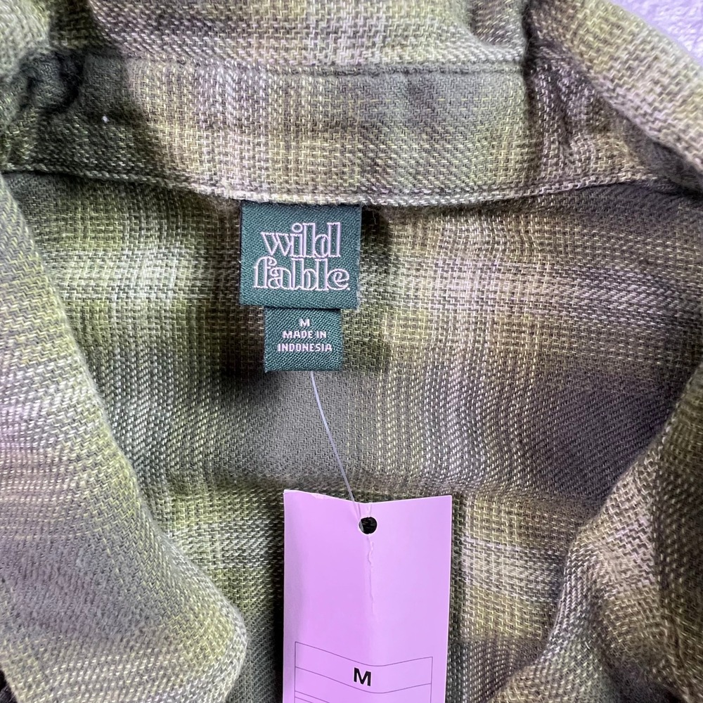 Wild Fable Green Plaid Button Down Shirt Medium NWT Oversized Cotton Flannel Top - Picture 7 of 7